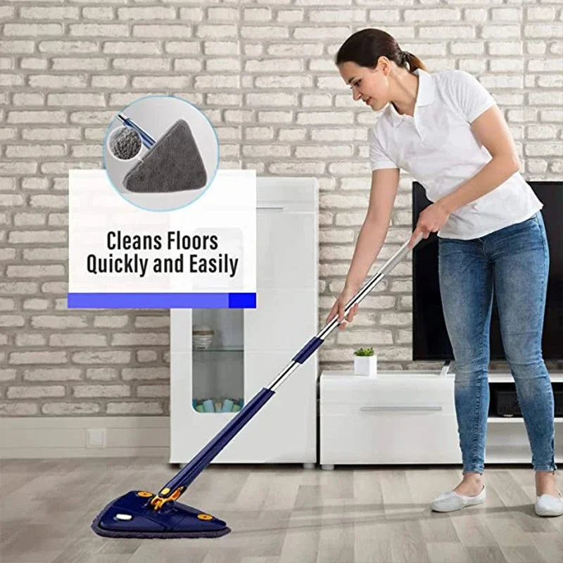 360° Swivel Telescopic Triangle Mop Swivel Cleaning Mop Adjustable Squeeze Wet and Dry Using Absorbent Household Floor Tools