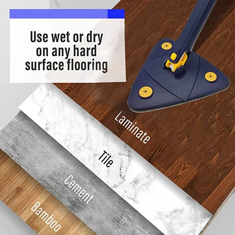 360° Swivel Telescopic Triangle Mop Swivel Cleaning Mop Adjustable Squeeze Wet and Dry Using Absorbent Household Floor Tools