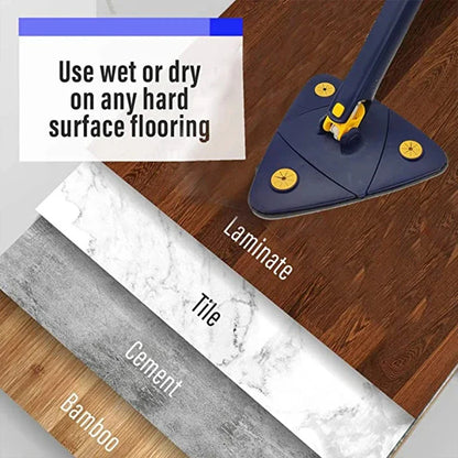 360° Swivel Telescopic Triangle Mop Swivel Cleaning Mop Adjustable Squeeze Wet and Dry Using Absorbent Household Floor Tools