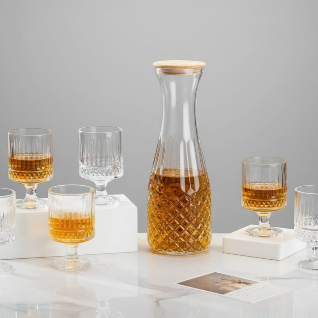 Water set glass merterial 6pcs glass 1pcs jug