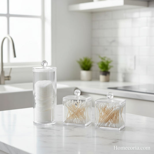 Acrylic Cotton Bud holder 3pcs Set