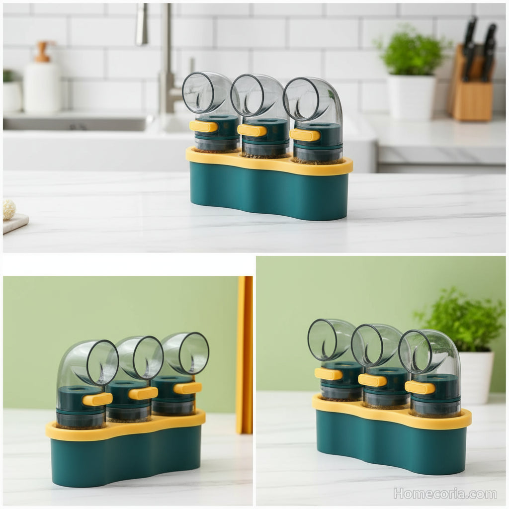 Gram Measurement Click Spice Bottle  With Stand Set