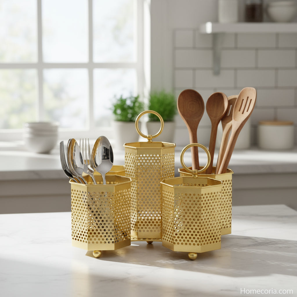 Golden Metal Spoon Holder