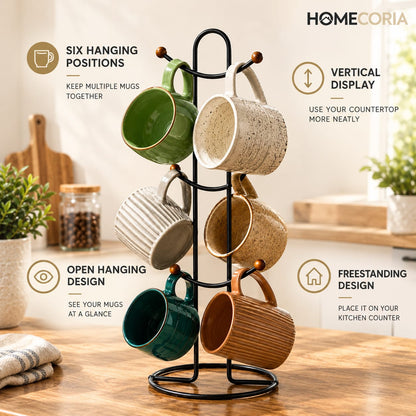 6 Hook Mug Holder – Rotating Coffee Cup Storage Rack