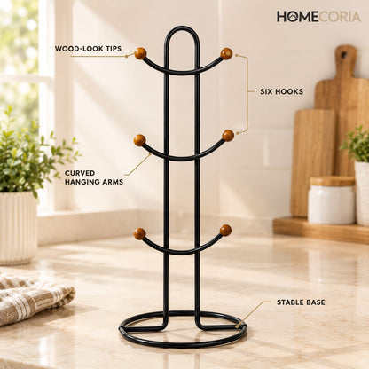 6 Hook Mug Holder – Rotating Coffee Cup Storage Rack