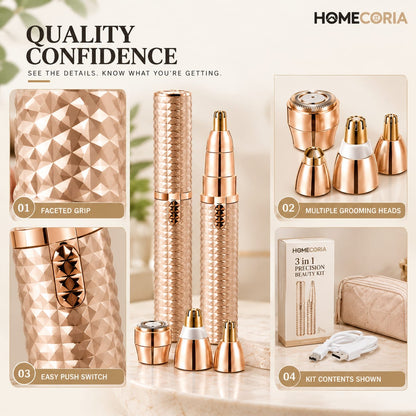 3-in-1 Precision Beauty Kit – Multi-Head Personal Grooming Trimmer