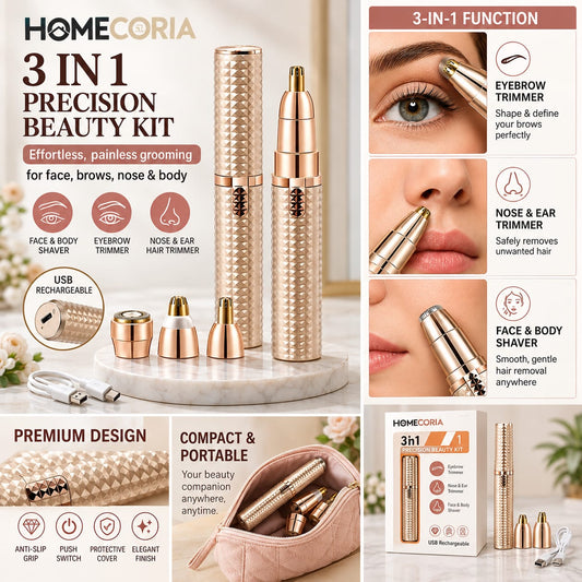 3-in-1 Precision Beauty Kit – Multi-Head Personal Grooming Trimmer