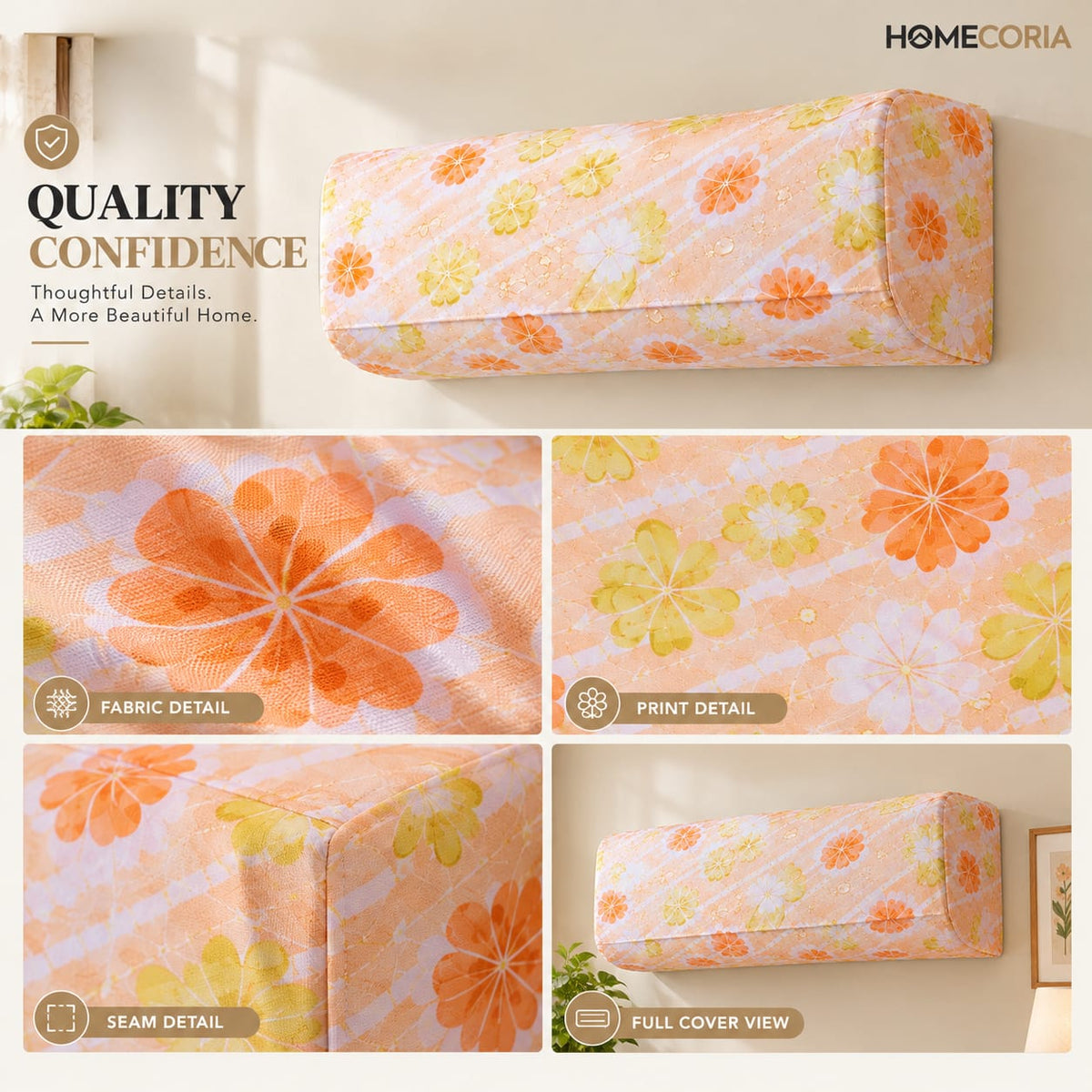 Floral Air Conditioner Cover – Decorative AC Dust Protection Cover