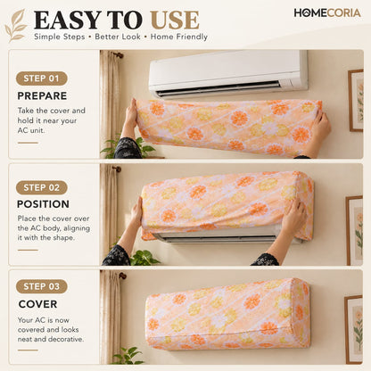 Floral Air Conditioner Cover – Decorative AC Dust Protection Cover