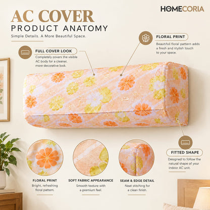 Floral Air Conditioner Cover – Decorative AC Dust Protection Cover