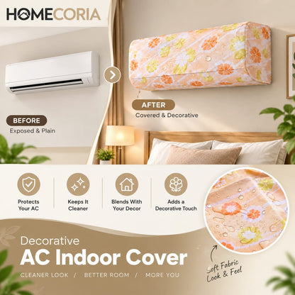 Floral Air Conditioner Cover – Decorative AC Dust Protection Cover
