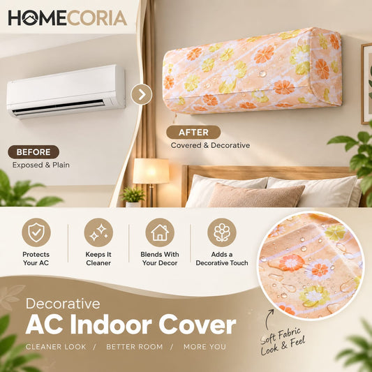 Floral Air Conditioner Cover – Decorative AC Dust Protection Cover