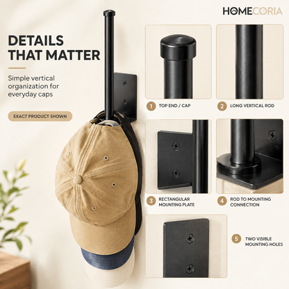 Wall-Mounted Cap Organizer – Space-Saving Hat Storage Rack