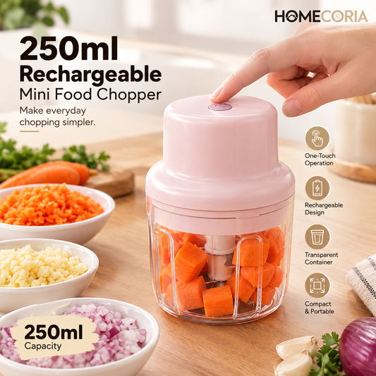 250ML Rechargeable Mini Food Chopper – Compact Electric Food Processor
