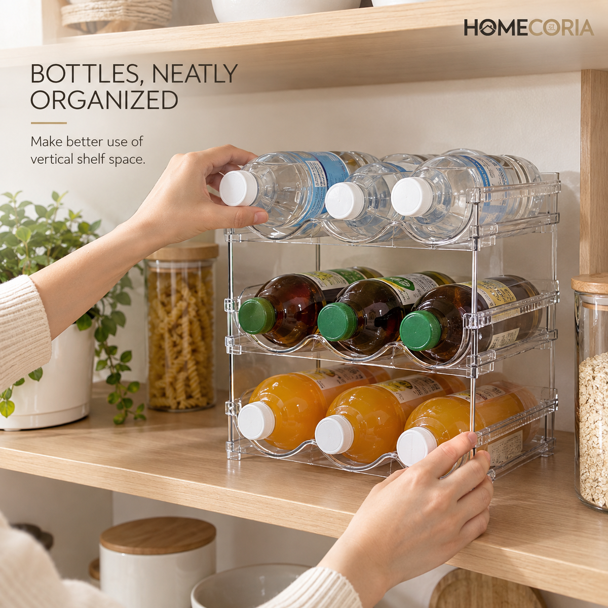 Stackable Drink Organizer – 2-Tier Beverage Can & Bottle Storage Rack