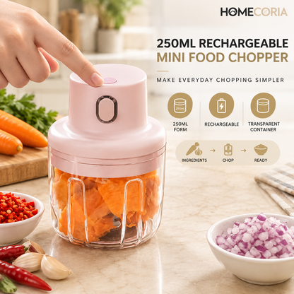 250ML Rechargeable Mini Food Chopper – Compact Electric Food Processor