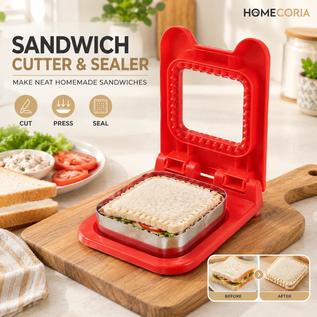 Sandwich Cutter & Sealer – Bread Pocket Maker & Sandwich Press Mold