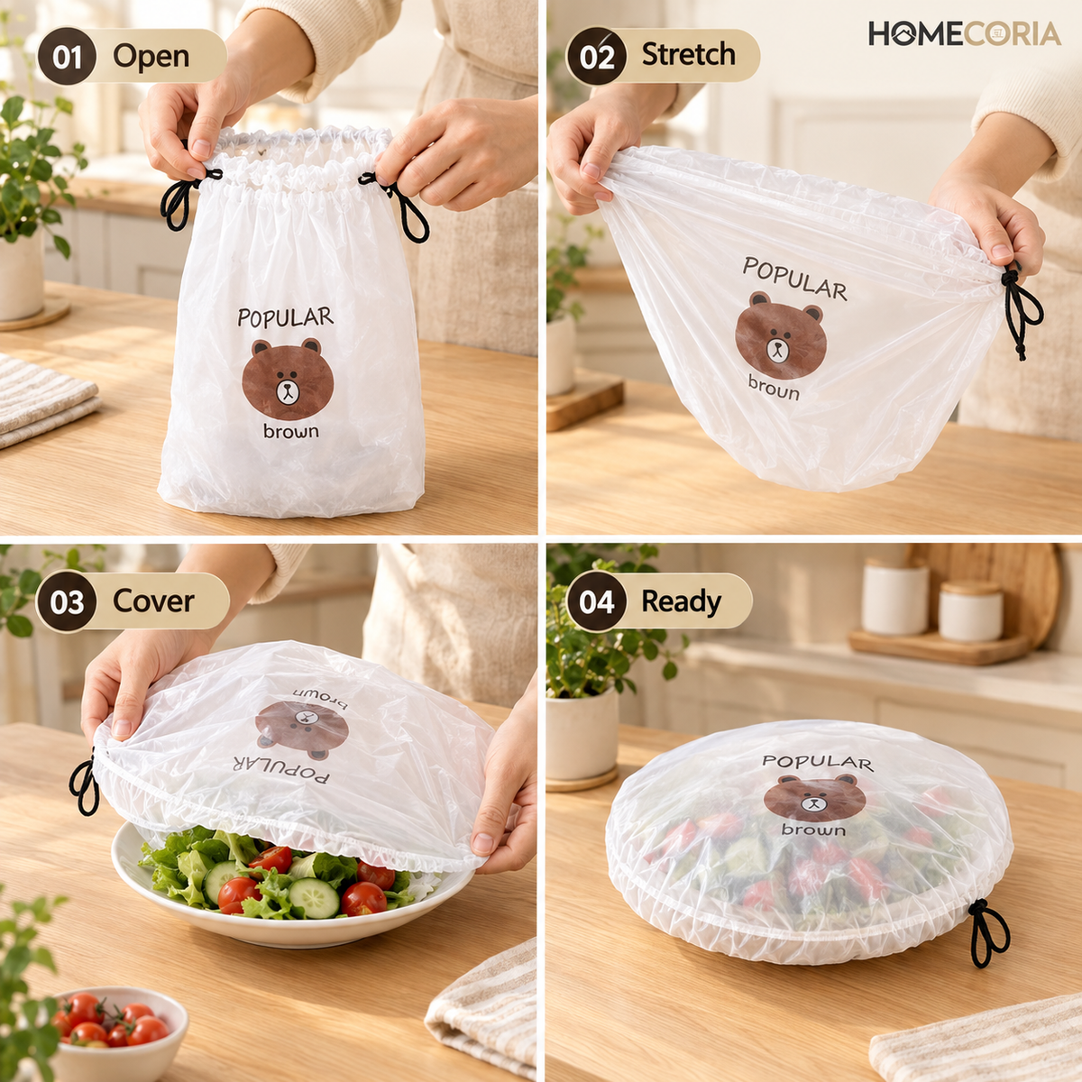 Flexible Food Storage Cover Bags – Stretchable Drawstring Food Protector
