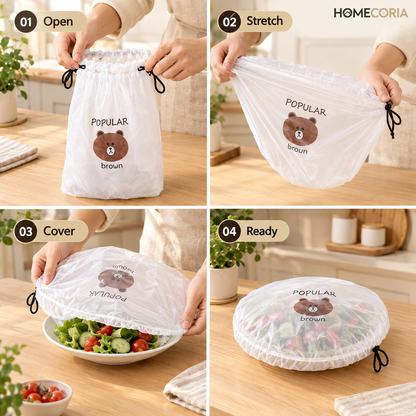 Flexible Food Storage Cover Bags – Stretchable Drawstring Food Protector