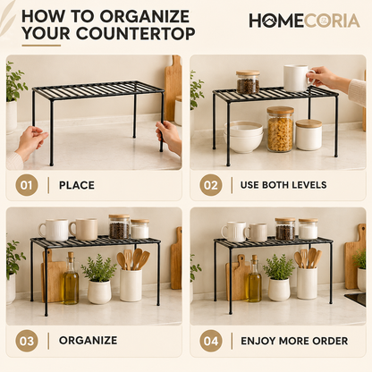 2-Tier Kitchen Storage Shelf – Space-Saving Countertop Organizer