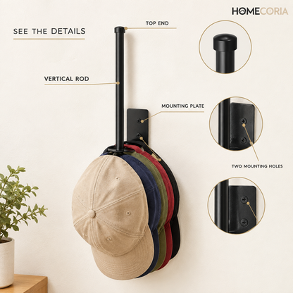 Wall-Mounted Cap Organizer – Space-Saving Hat Storage Rack