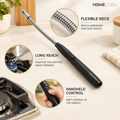 Long Reach Candle & Gas Stove Lighter – Flexible Neck Utility Igniter