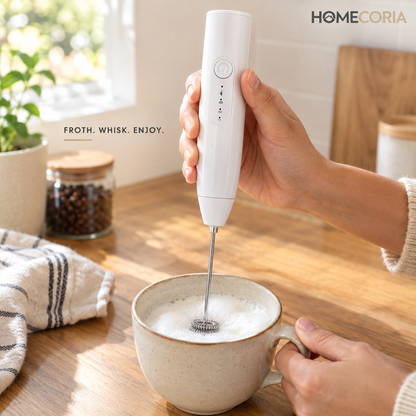 2-in-1 Rechargeable Electric Milk Frother & Egg Whisk – 3 Speed Handheld Mixer