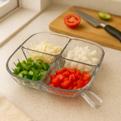 4-Compartment Acrylic Tray – Elegant Food Organizer