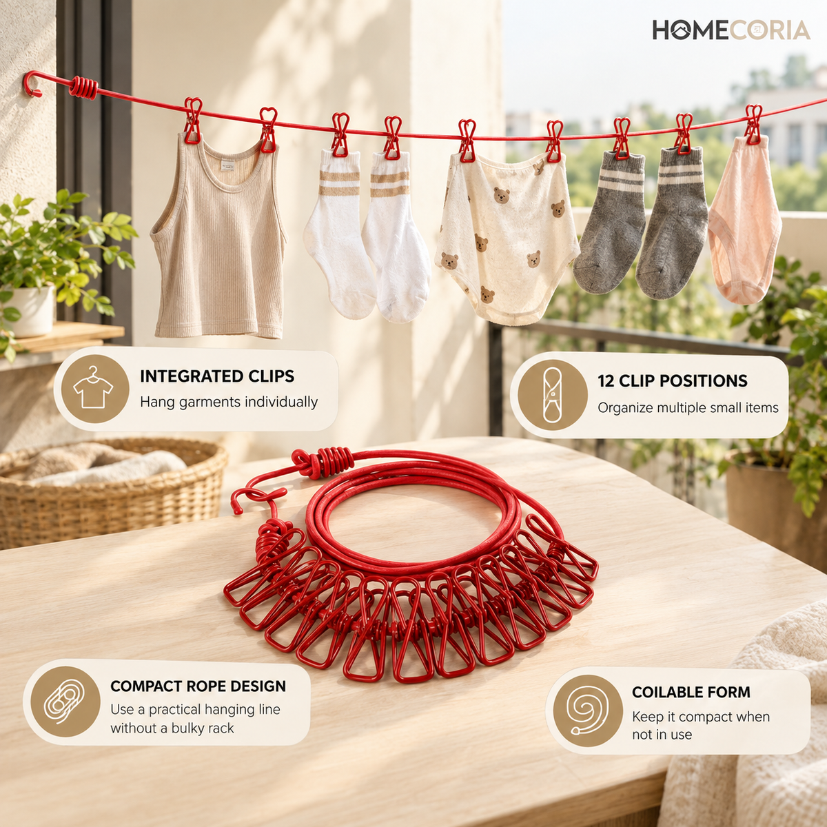 Premium 20-Clips Clothes Drying Hanger – Compact Laundry Drying Rack