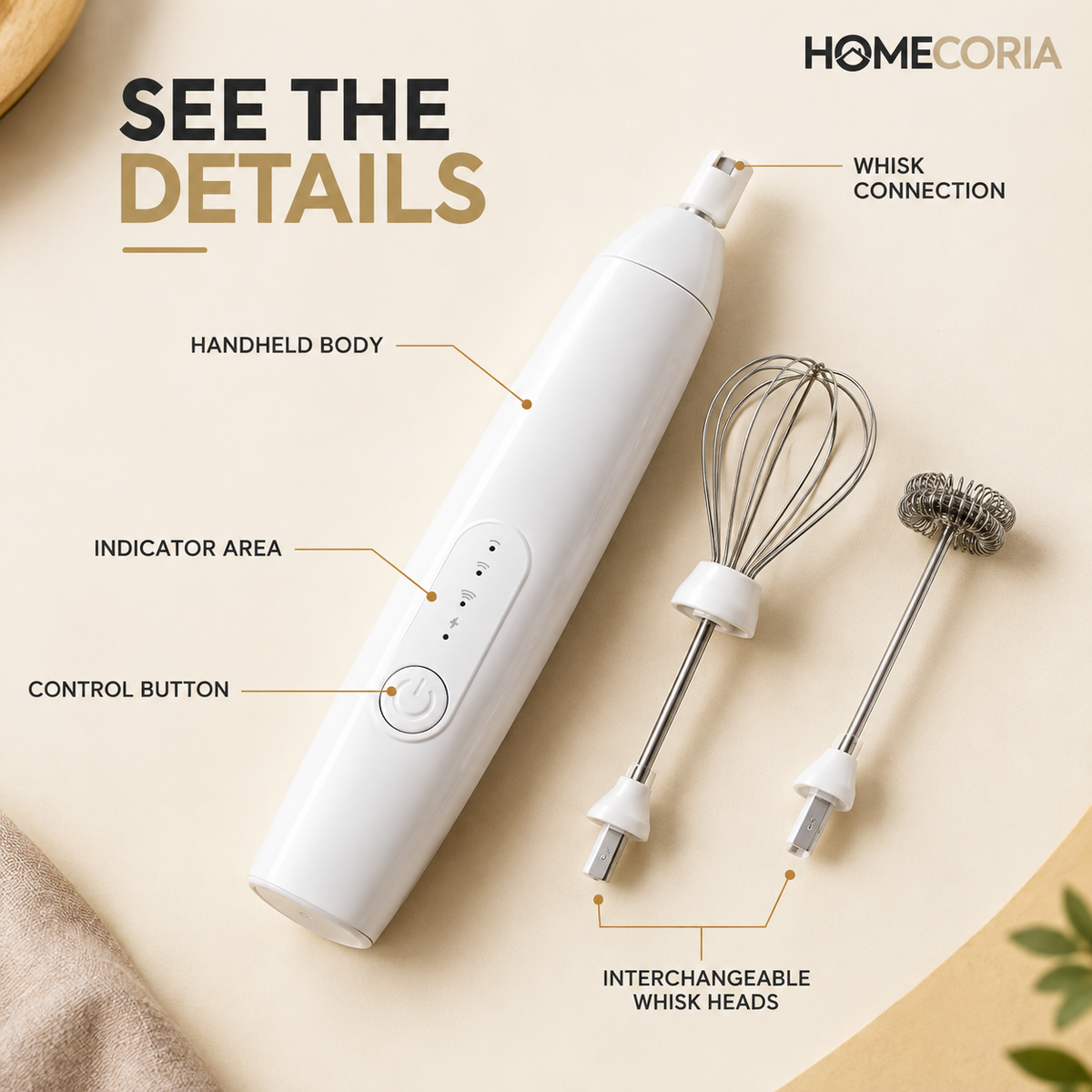 2-in-1 Rechargeable Electric Milk Frother & Egg Whisk – 3 Speed Handheld Mixer