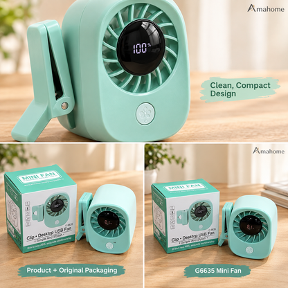 Mini Clip Desktop USB Fan – Portable Rechargeable Table Fan