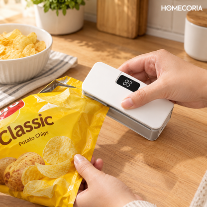 Mini Heat Sealer for Food Bags with LCD Display & Hidden Cutter