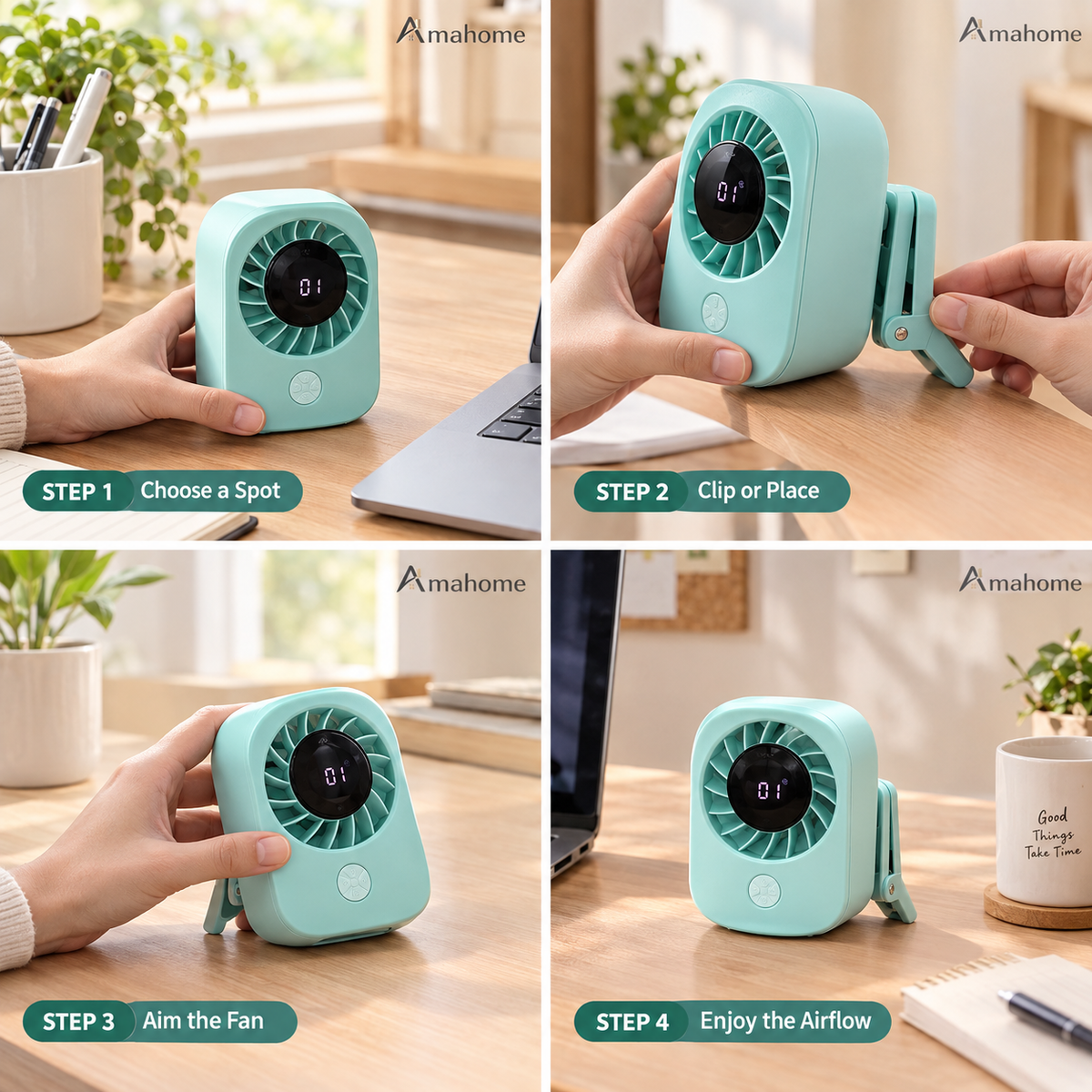 Mini Clip Desktop USB Fan – Portable Rechargeable Table Fan