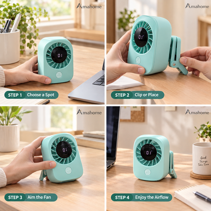 Mini Clip Desktop USB Fan – Portable Rechargeable Table Fan