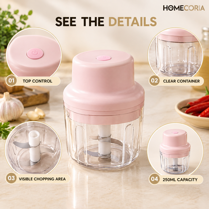 250ML Rechargeable Mini Food Chopper – Compact Electric Food Processor