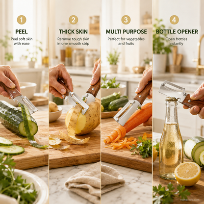 2-in-1 Stainless Steel Vegetable Peeler with Integrated Bottle Opener