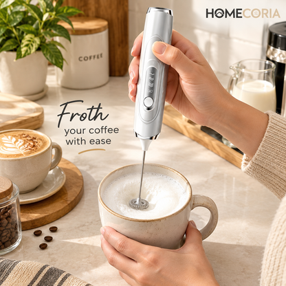 2-in-1 Rechargeable Electric Milk Frother & Egg Whisk – 3 Speed Handheld Mixer