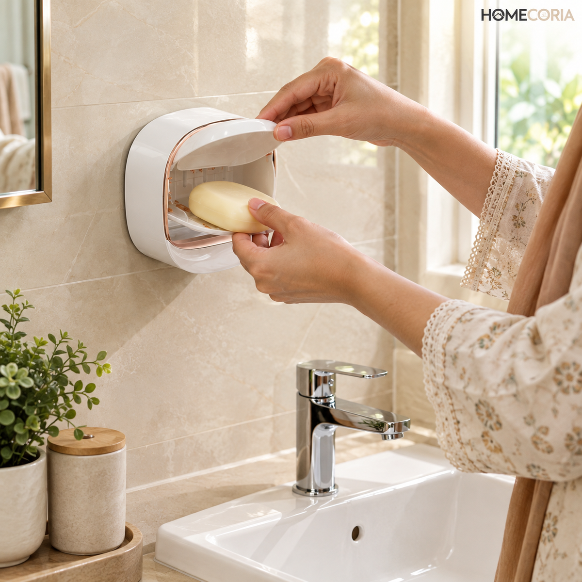 Wall-Mounted Soap Holder – Space Saving Bathroom Organizer