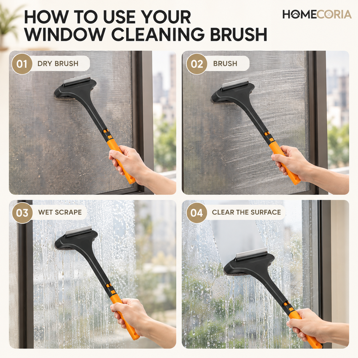 2-in-1 Window Squeegee & Scrubber Cleaning Tool – 45cm