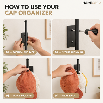 Wall-Mounted Cap Organizer – Space-Saving Hat Storage Rack