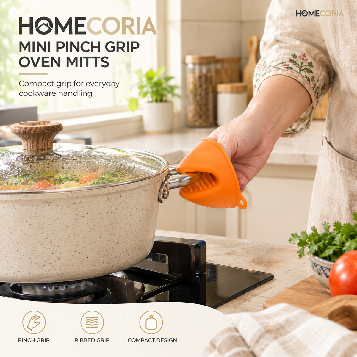 Silicone Mini Oven Mitt & Pot Handle Holder – Heat Resistant Kitchen Grip