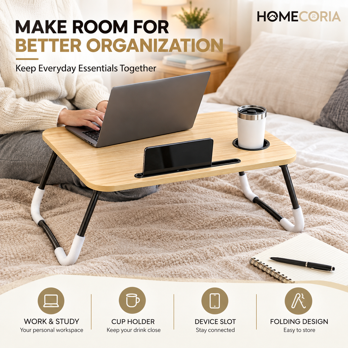 Foldable Laptop & Bed Table – Portable Folding Table